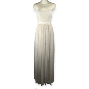 Needle & Thread BHLDN Giselle Ballet Maxi Dress Nude Beige Tulle Gown Wedding XS